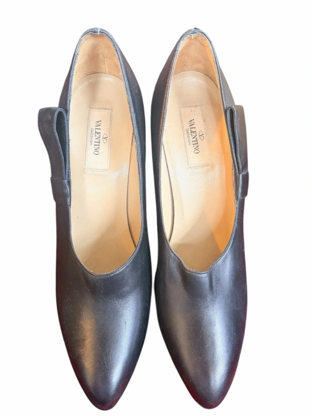 Valentino Garavani Black Leather Platform Pumps Heels Size 40.5 Made in Italy